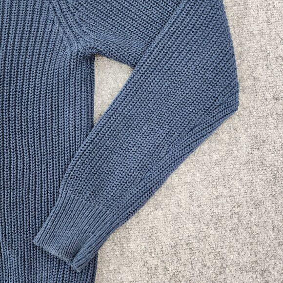 LL Bean Sweater Men Large Blue Full Zip Long Sleeve Ribbed Knit Mock Neck Casual - Picture 13 of 15